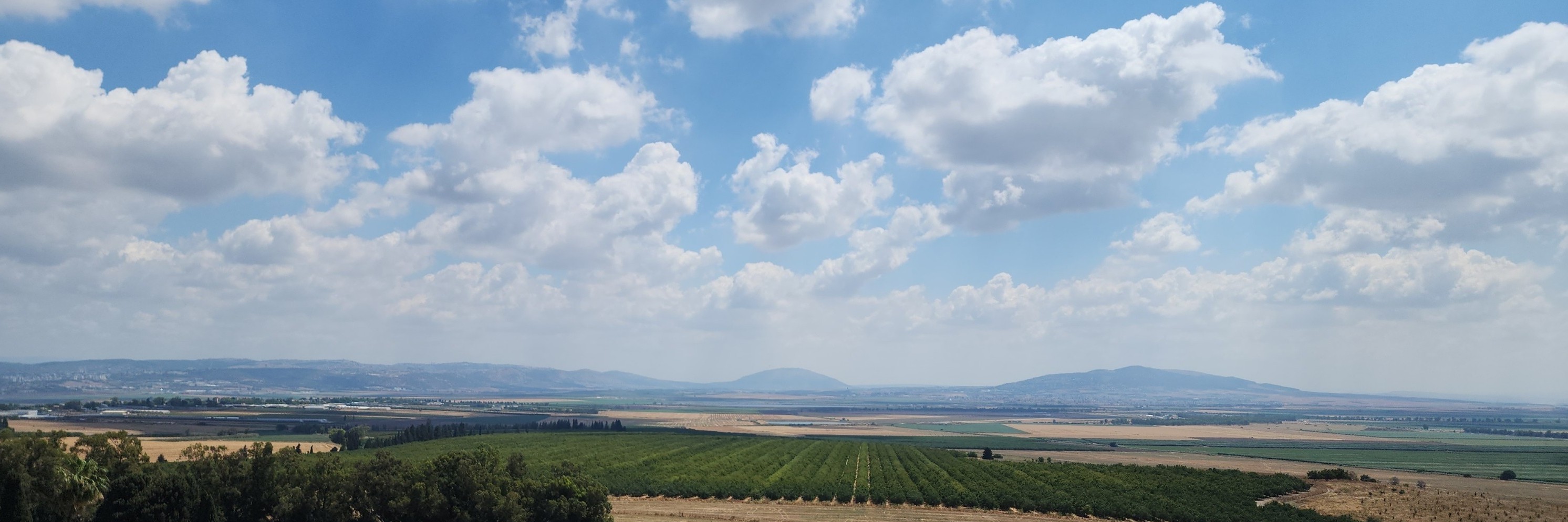 Landscape of Israeli fields and Mediterranean sky